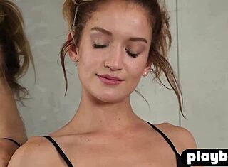 Teen girl Dakota Burd shows off her small tits and hot body in solo video